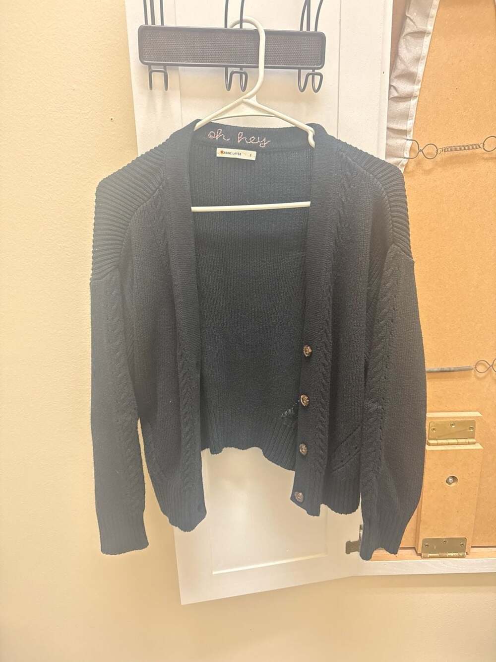 Marine Layer Everly Cable Knit Cardigan Black Size S